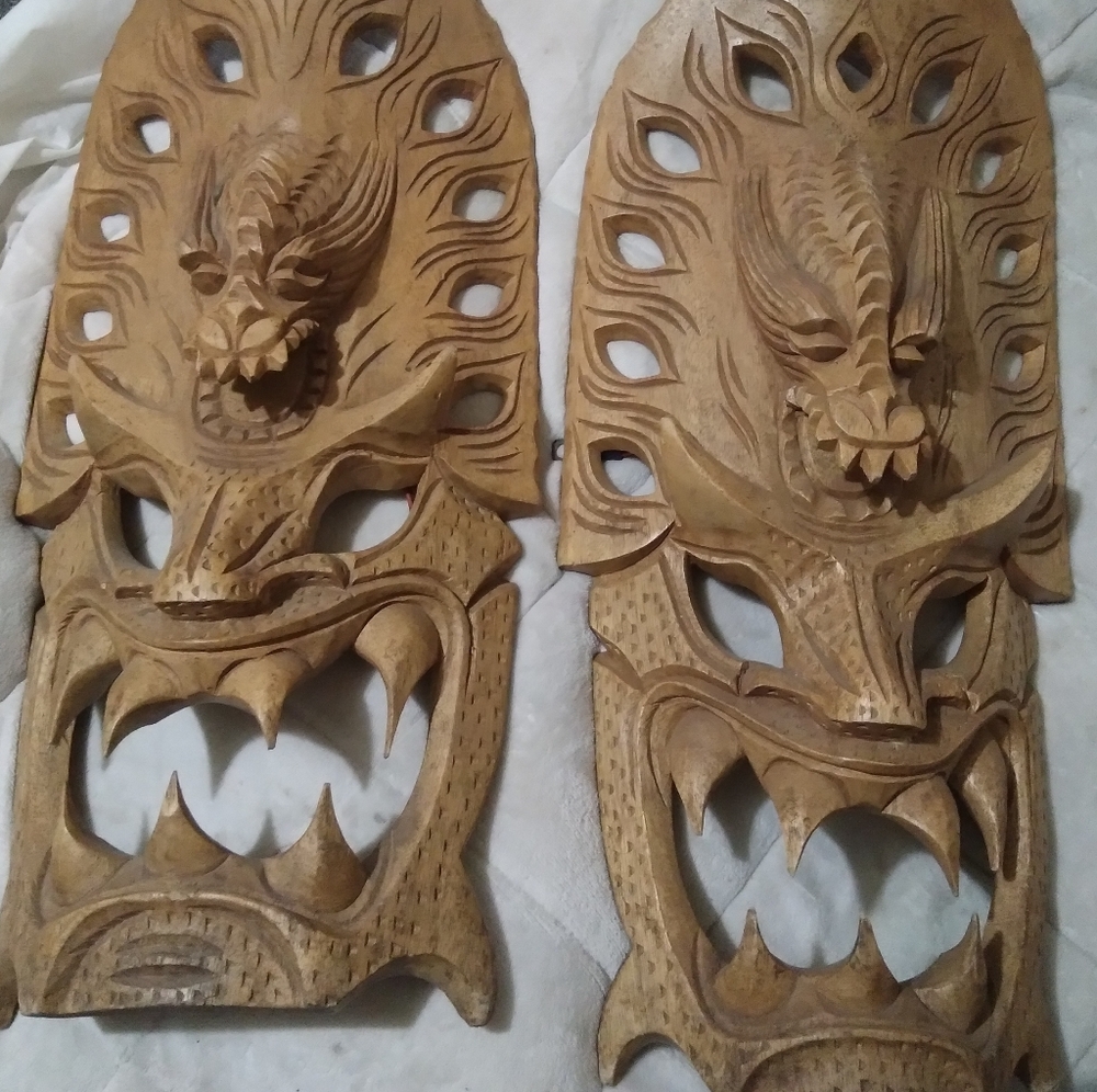2Vintge Filipino dragon headhuntermask family member traveld in military in 50s